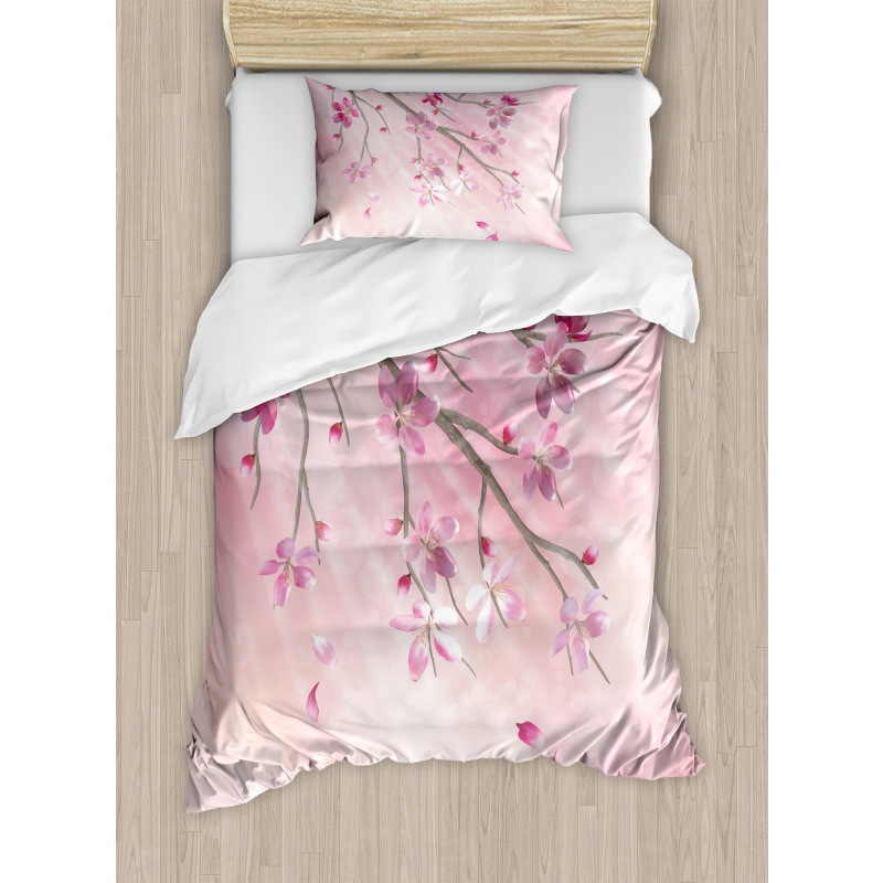 Tree Branch with Flowers Duvet Cover Set