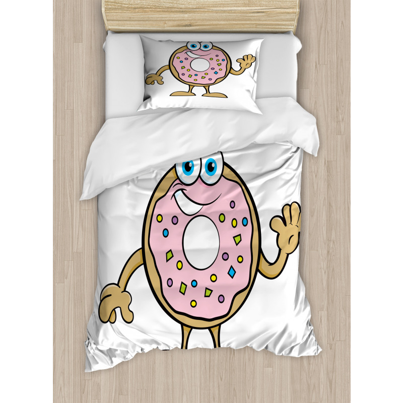 Waving Donut with Sprinkles Duvet Cover Set