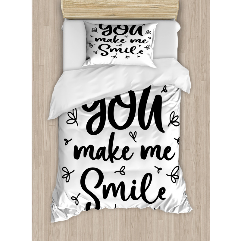 Hand Drawn You Make Me Smile Duvet Cover Set