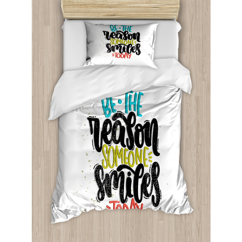 Funky Positive Calligraphy Duvet Cover Set