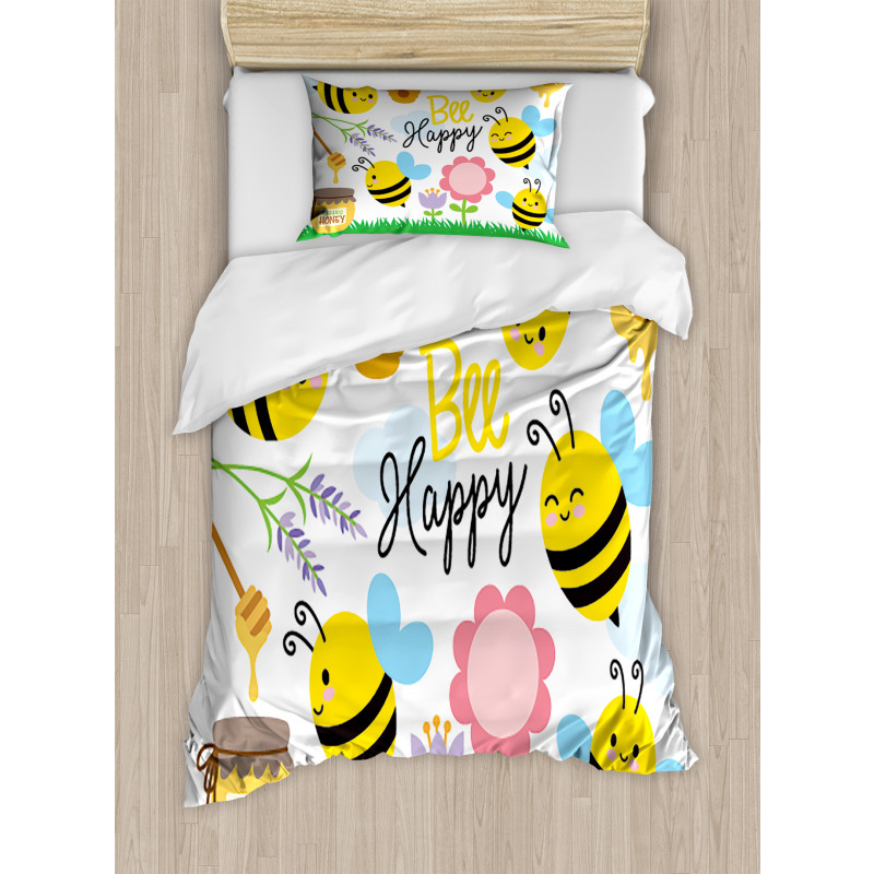 Bee Happy Spring Garden Duvet Cover Set