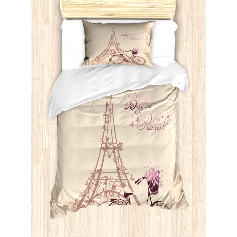 French Eiffel Tower Duvet Cover Set