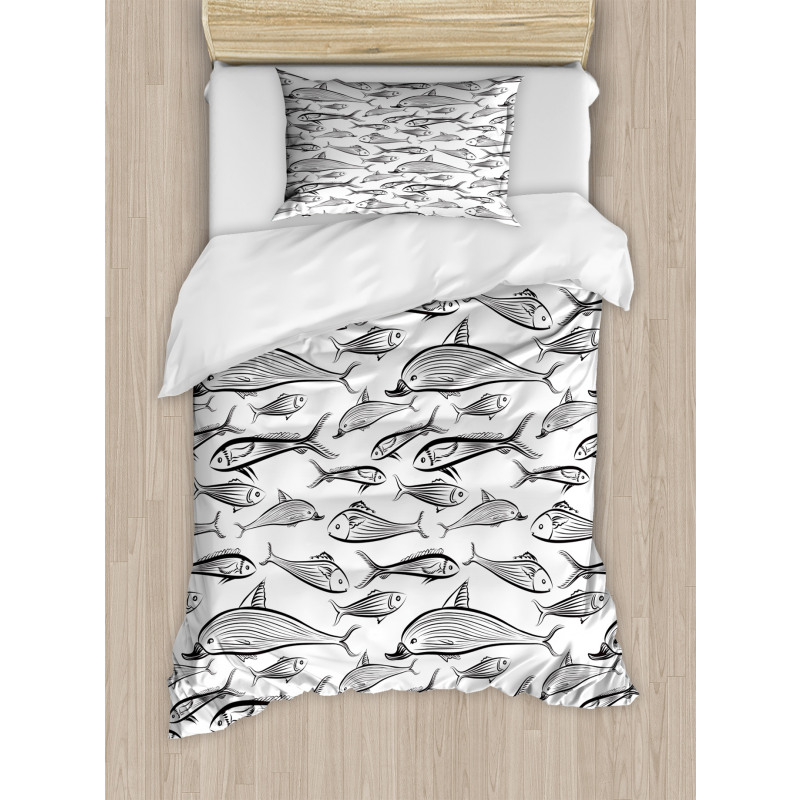 Sketch of Underwater Lives Duvet Cover Set