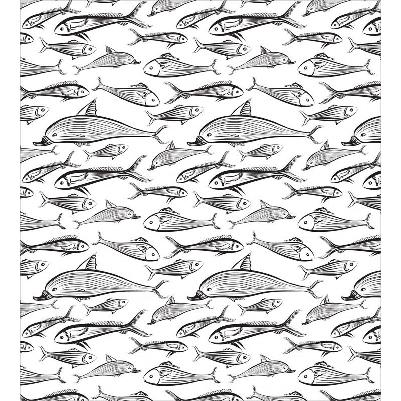 Sketch of Underwater Lives Duvet Cover Set