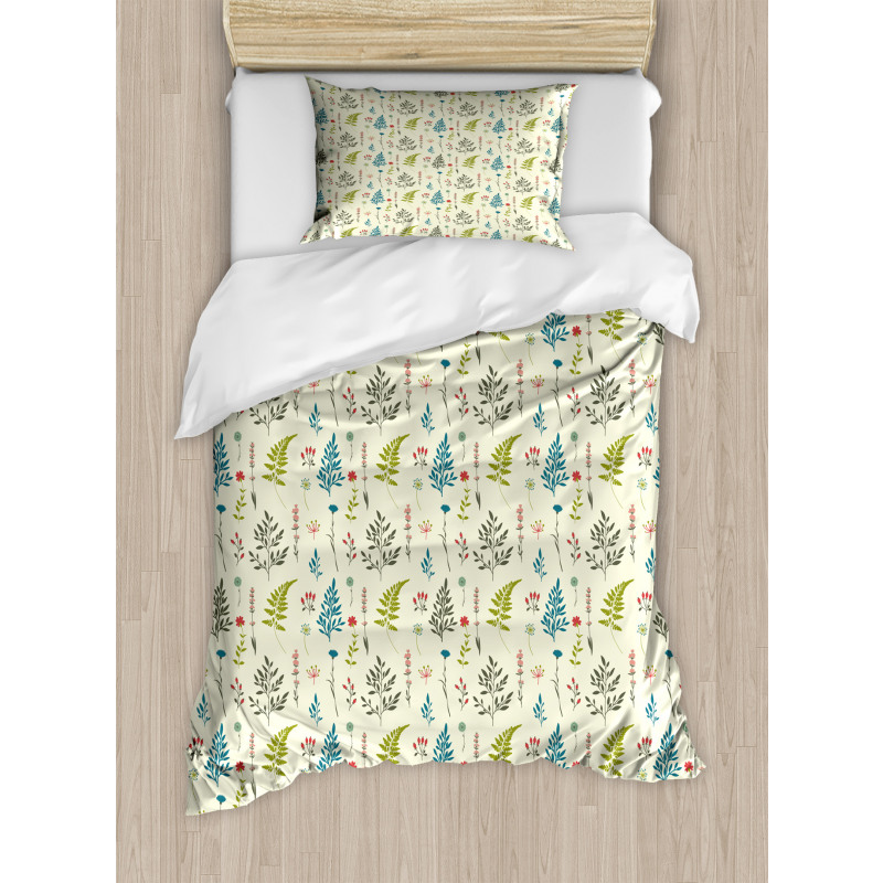 Rhythmic Fern Leaves Herbs Duvet Cover Set