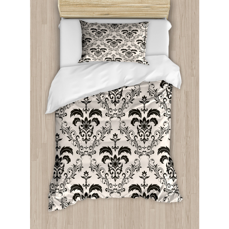 Bicolored Botany Damask Duvet Cover Set