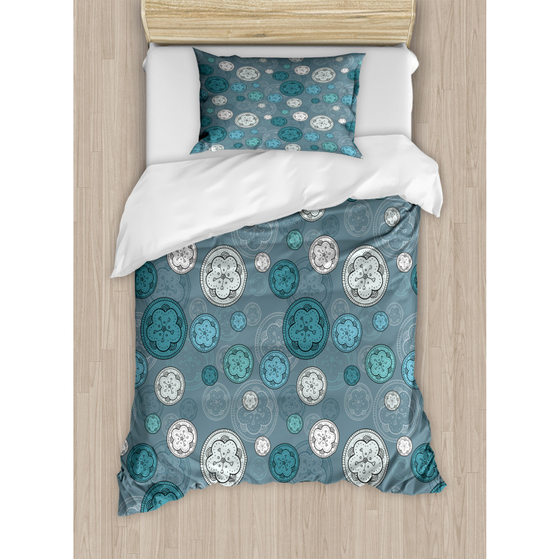 Circles Flowers Graphic Duvet Cover Set