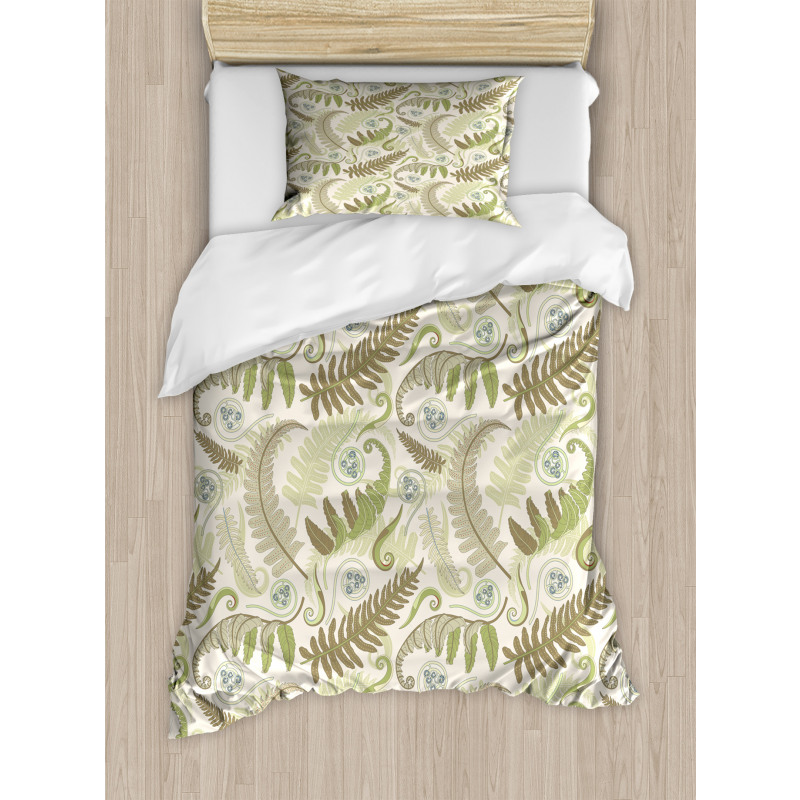 Curlicue Fern Leaves Art Duvet Cover Set