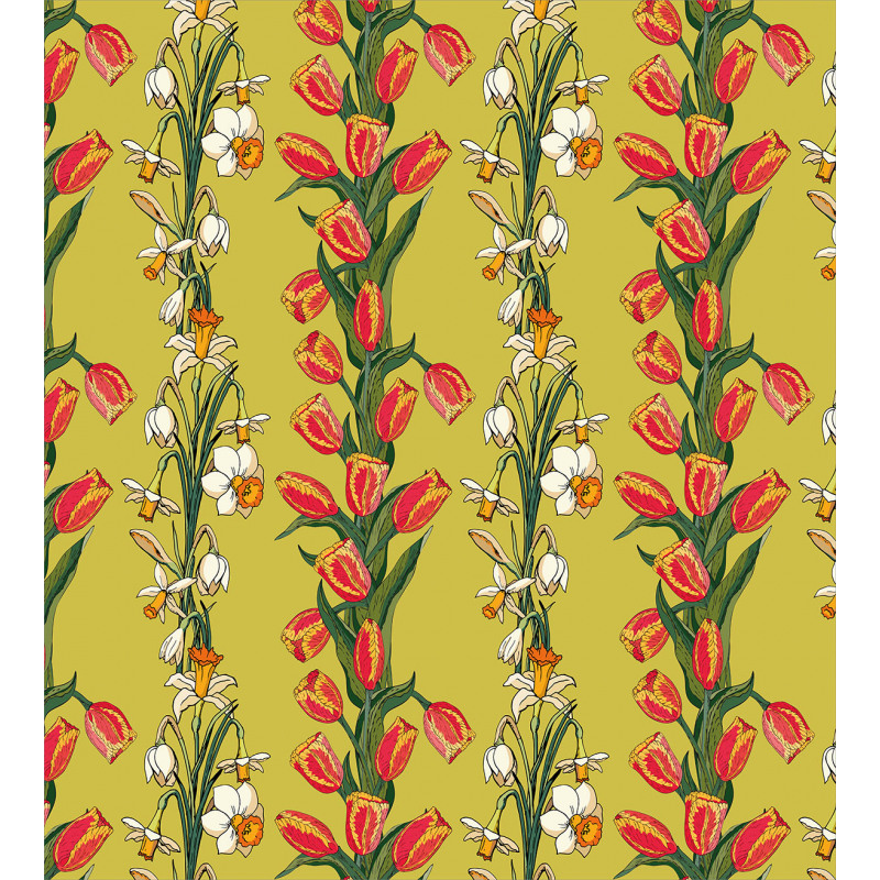 Tulips and Daffodils Pattern Duvet Cover Set