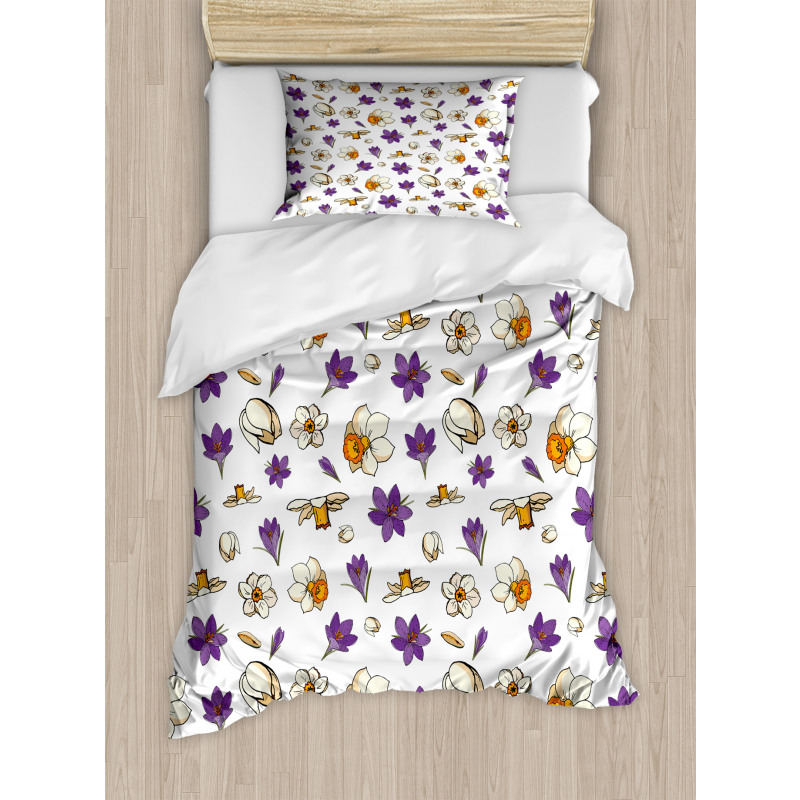 Graphic Daffodils Narcissus Duvet Cover Set