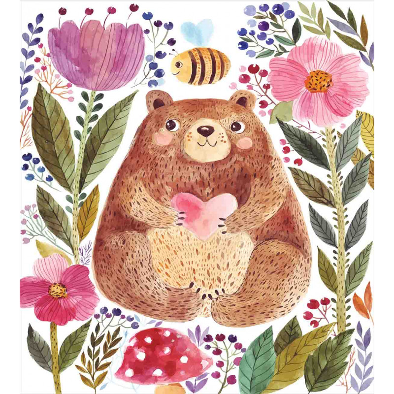 Bear with Flowers Duvet Cover Set