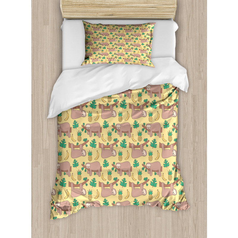 Lazy Animal Tree Banana Duvet Cover Set