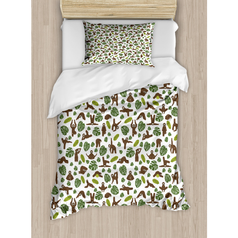 Lazy Animal Monstera Duvet Cover Set