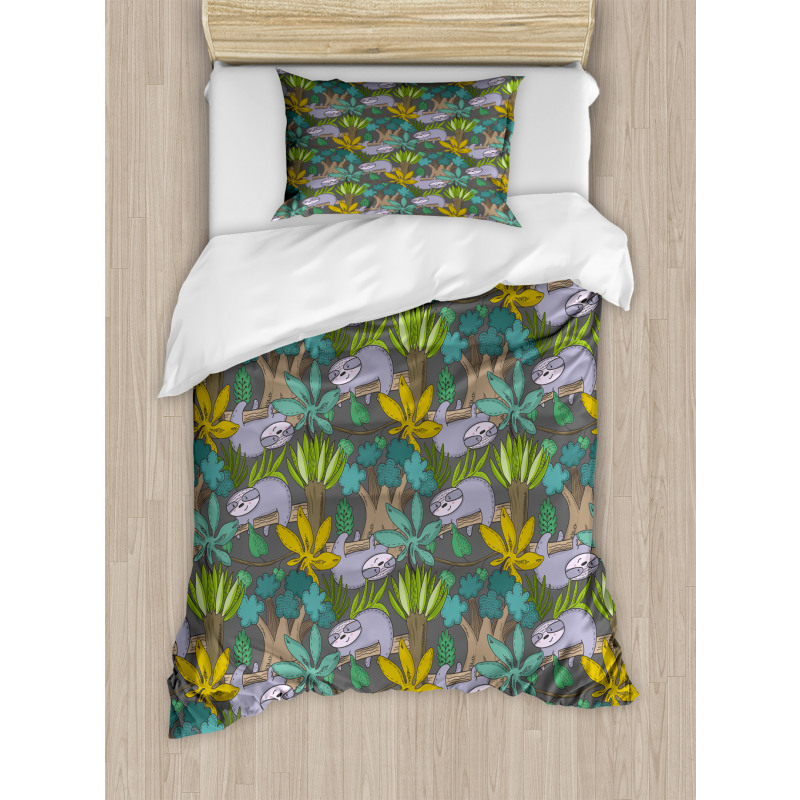 Jungle Plants Leaves Duvet Cover Set