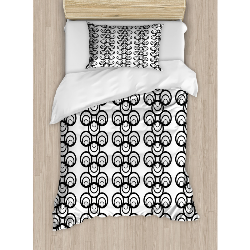 Monotone Artwork Circles Duvet Cover Set