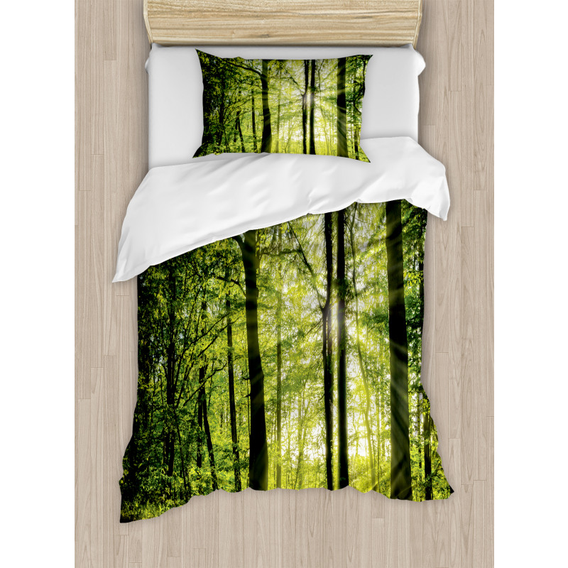 Sunny Forest Springtime Duvet Cover Set