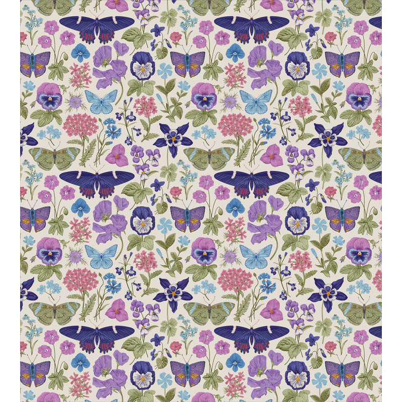 Butterfly Pansy Flower Leaf Duvet Cover Set