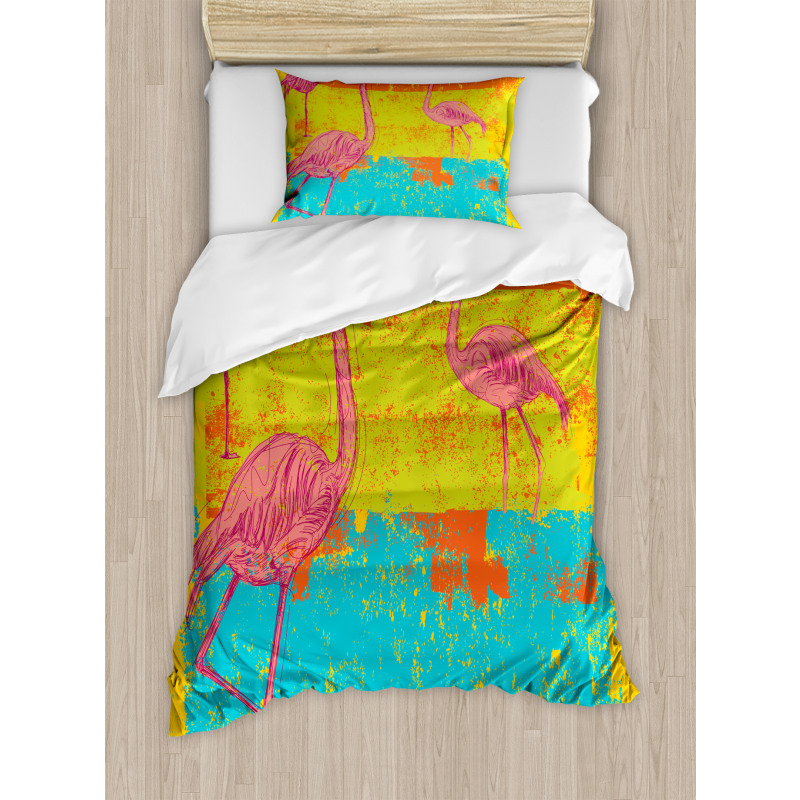 Retro Vintage Flamingo Duvet Cover Set