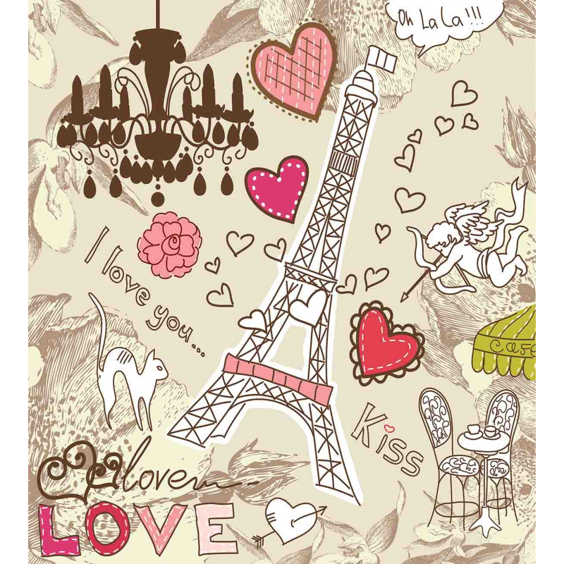 Doodle Eiffel Tower Love Duvet Cover Set