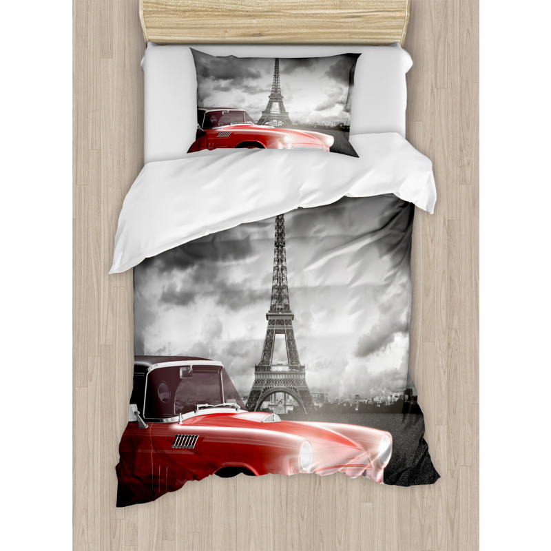 Vintage Car and Eiffel Duvet Cover Set