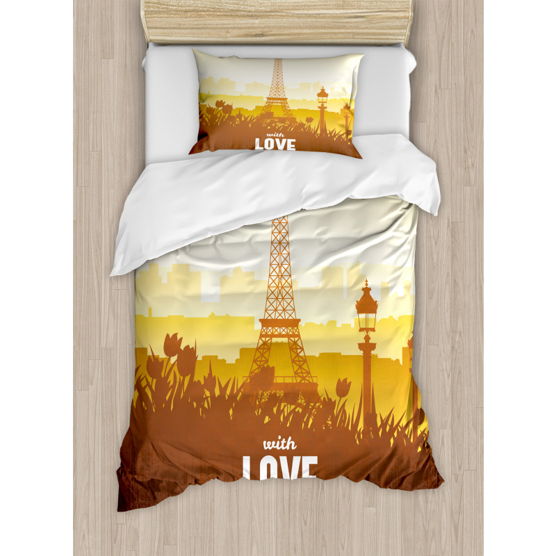 Tulips Romantic Scene Duvet Cover Set