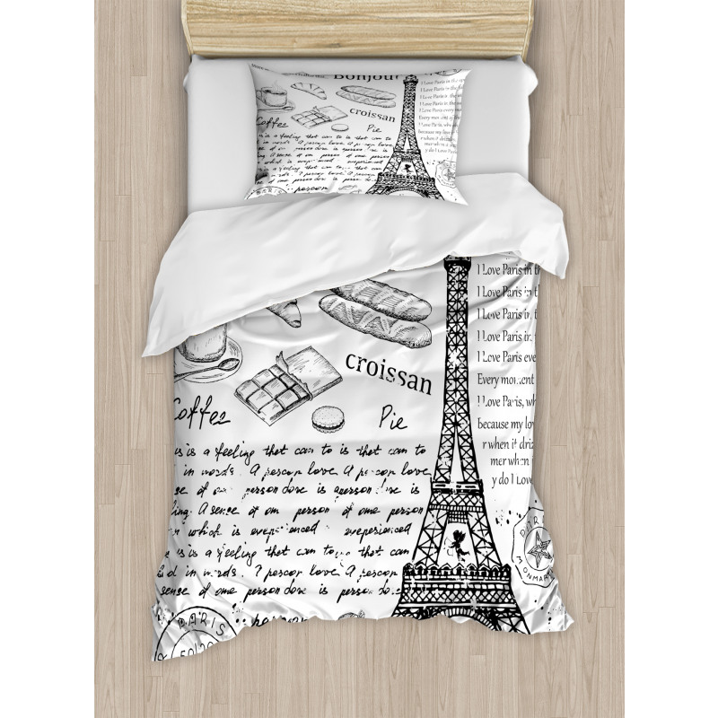 Bonjour Croissan Coffee Duvet Cover Set