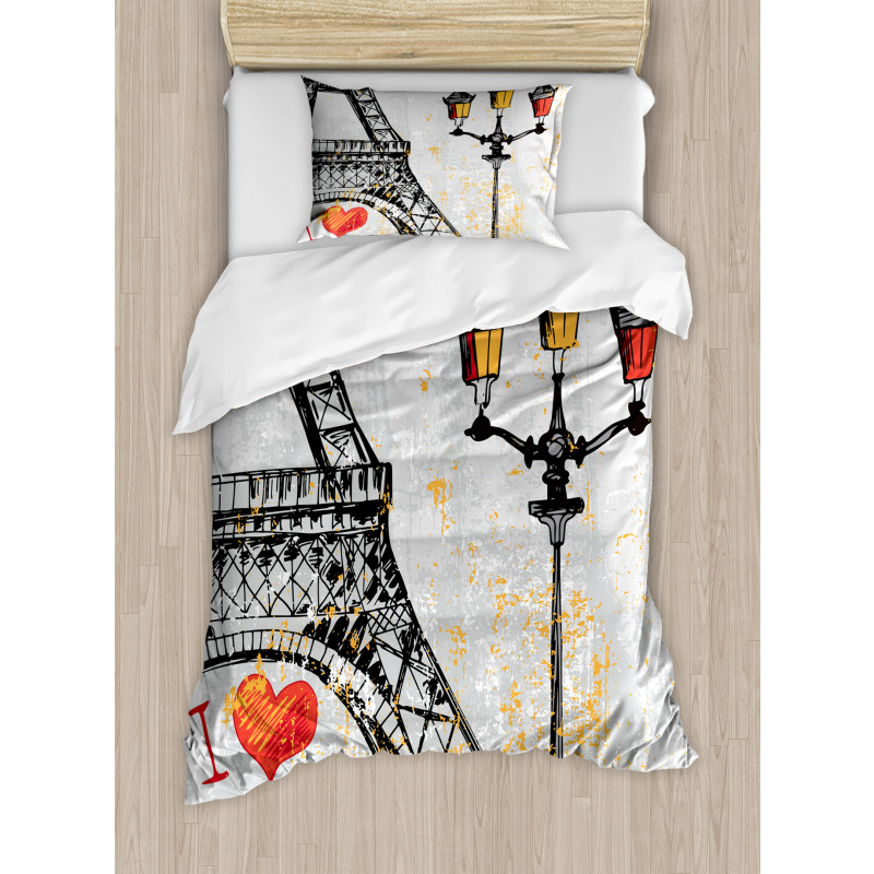 Grunge Eiffel Europe Duvet Cover Set