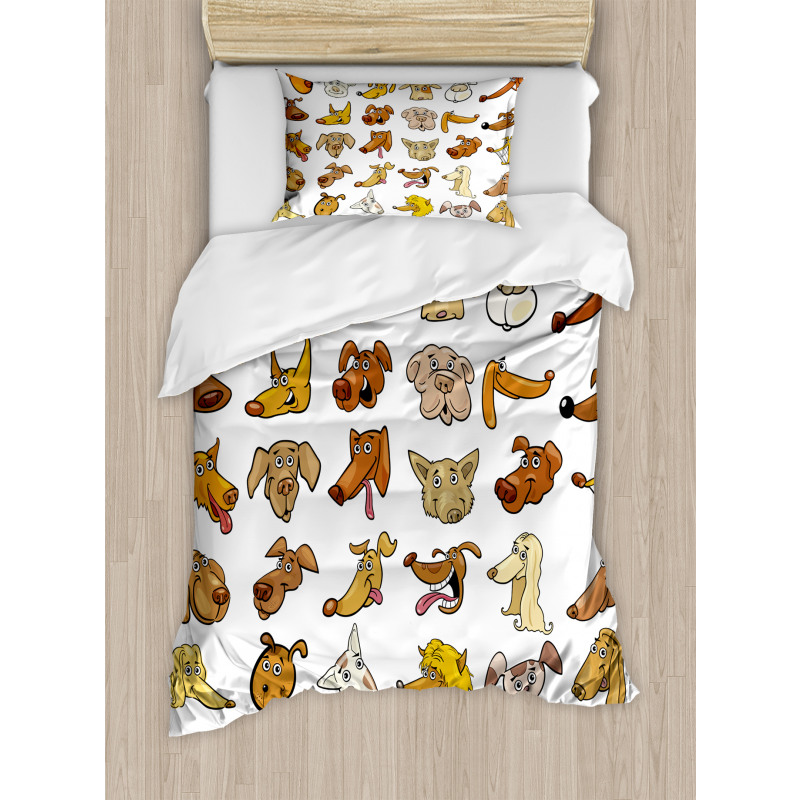 Dog Heads Puppy Canin Duvet Cover Set