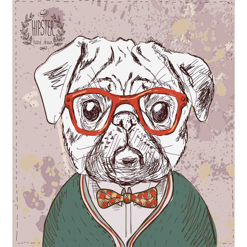 Vintage Hipster Pugs Duvet Cover Set