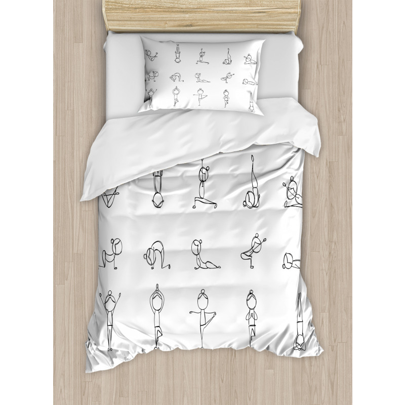 Stickman Yoga Moves Duvet Cover Set