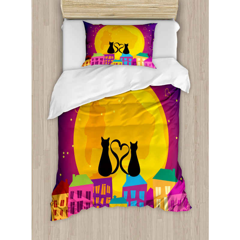 Cats on the Roof Heart Duvet Cover Set