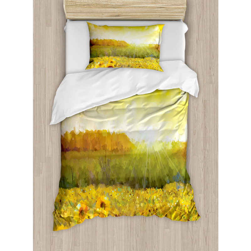 Golden Sunflower Field Duvet Cover Set