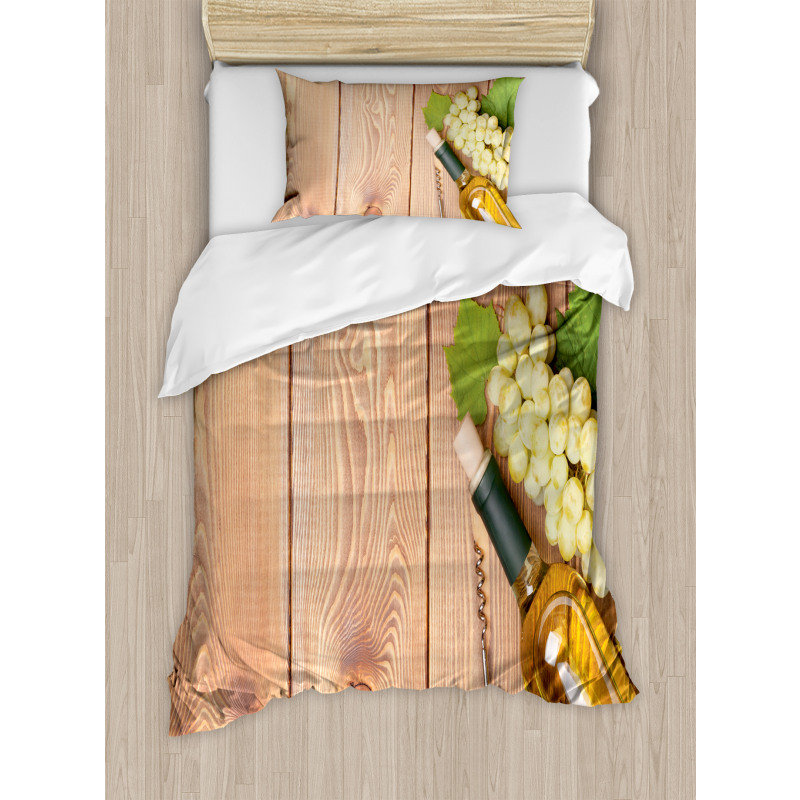 White Grapes Bottle Duvet Cover Set