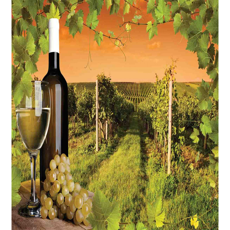 Bottle Grapes Sunset Duvet Cover Set