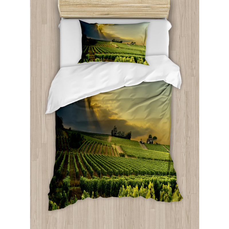 France Sunset Vineyard Duvet Cover Set