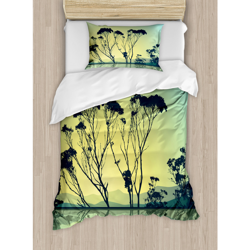 Tree Silhouettes Scenic Duvet Cover Set