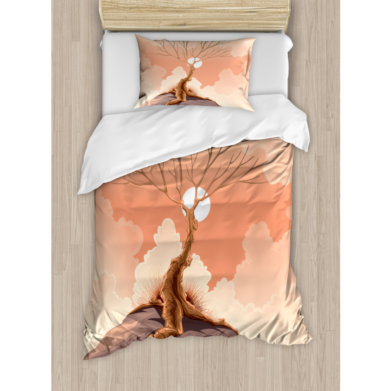 Lonely Tree on Cliff Duvet Cover Set