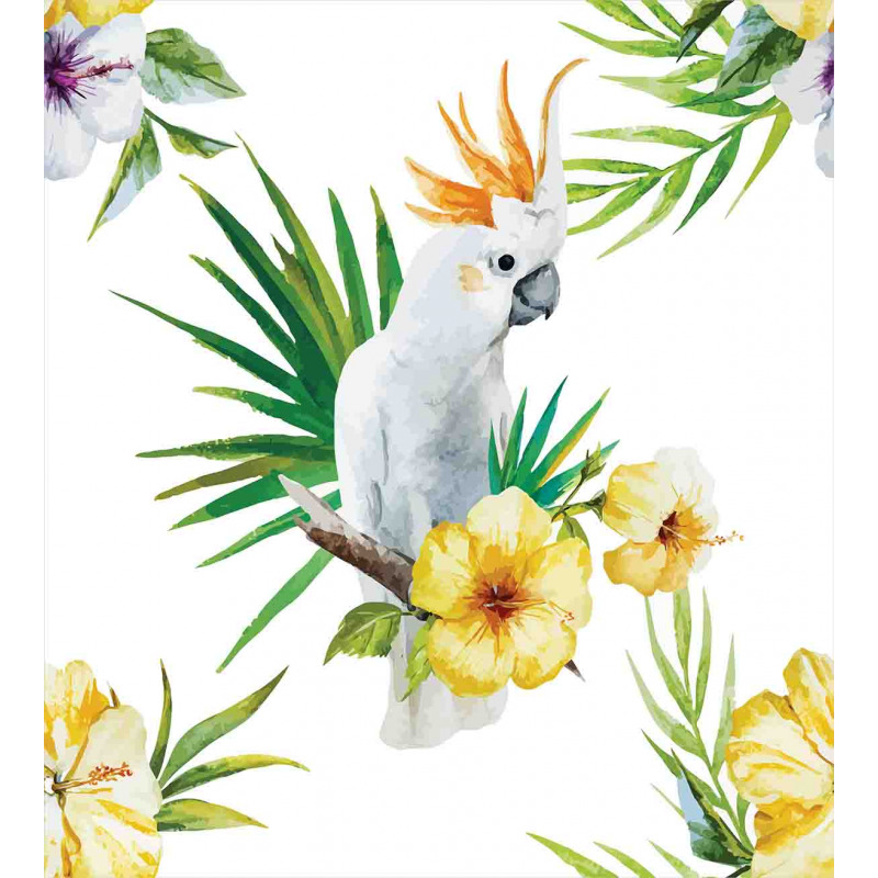 Hibiscus with Wild Birds Duvet Cover Set