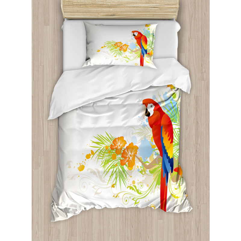 Parrot Tree Branch Flora Duvet Cover Set