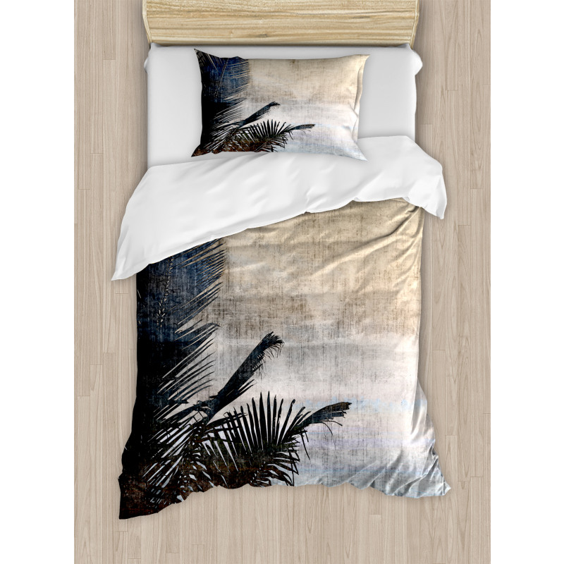 Grunge Palm Trees Art Duvet Cover Set