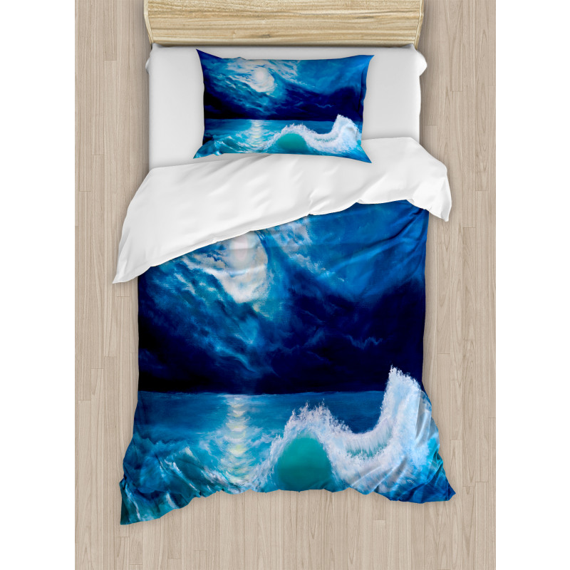 Moonlight over Wavy Sea Duvet Cover Set