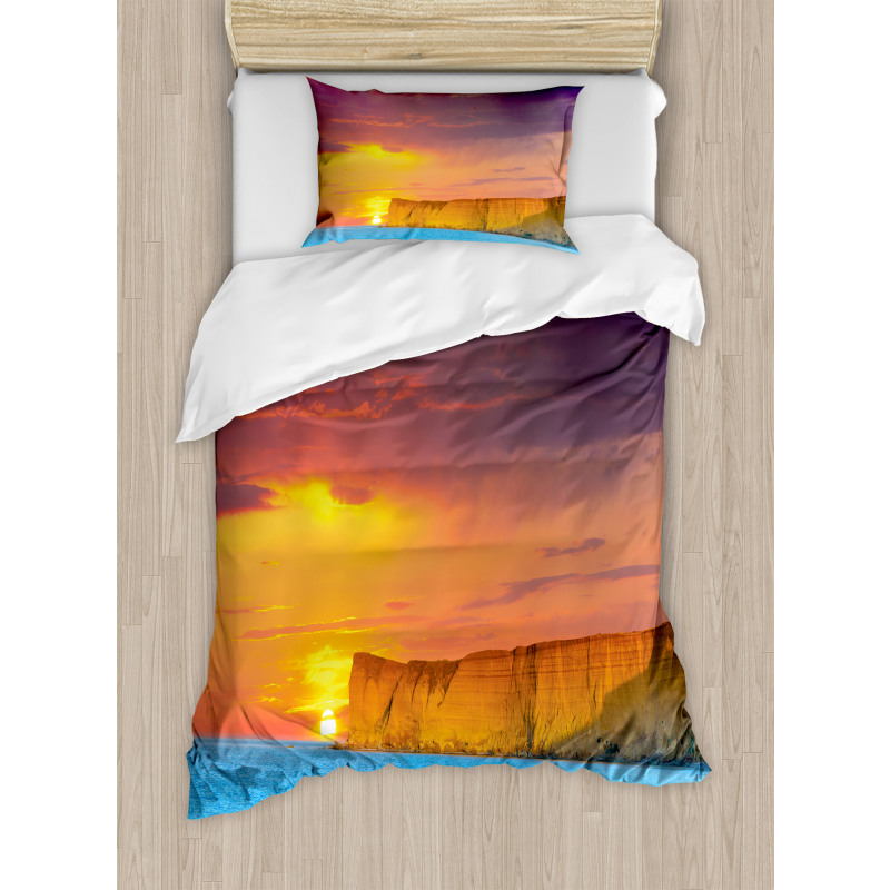 Sea Sunset with Cliffs Duvet Cover Set