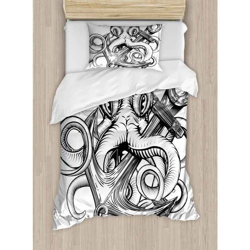 Octopus Ship Sketch Duvet Cover Set