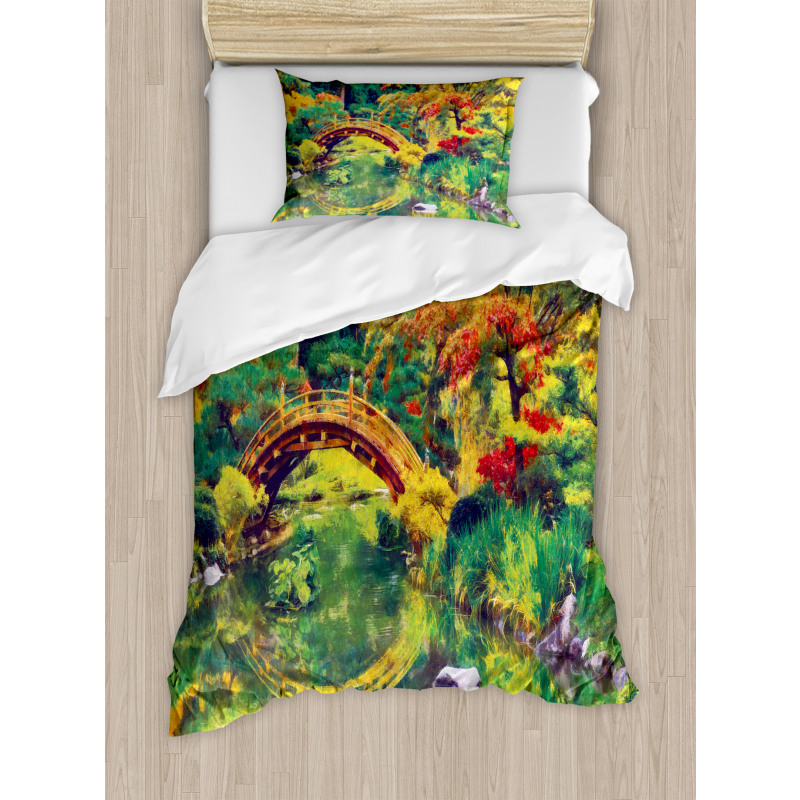 Garden with Old Bridge Duvet Cover Set