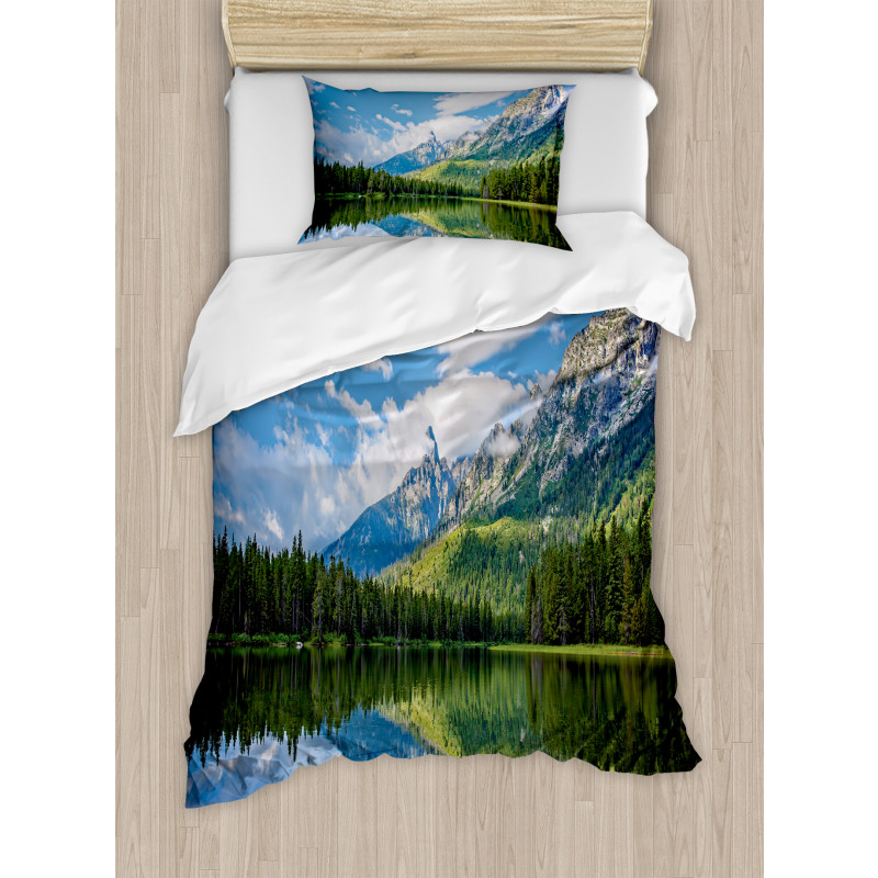 Mountain Lake Scenery Duvet Cover Set