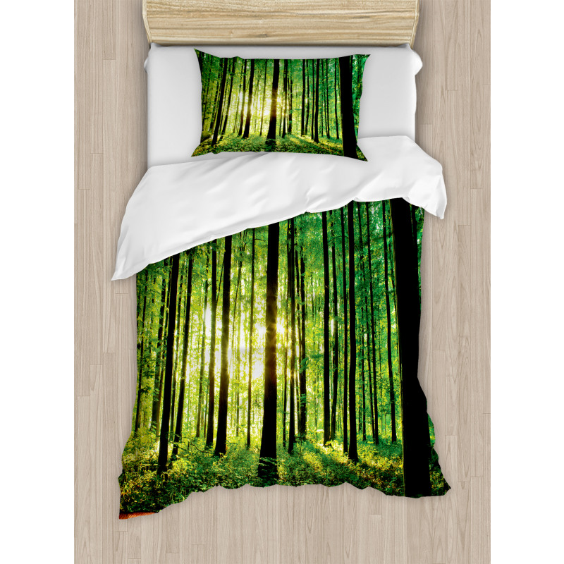 Sunlight Forest Trees Duvet Cover Set