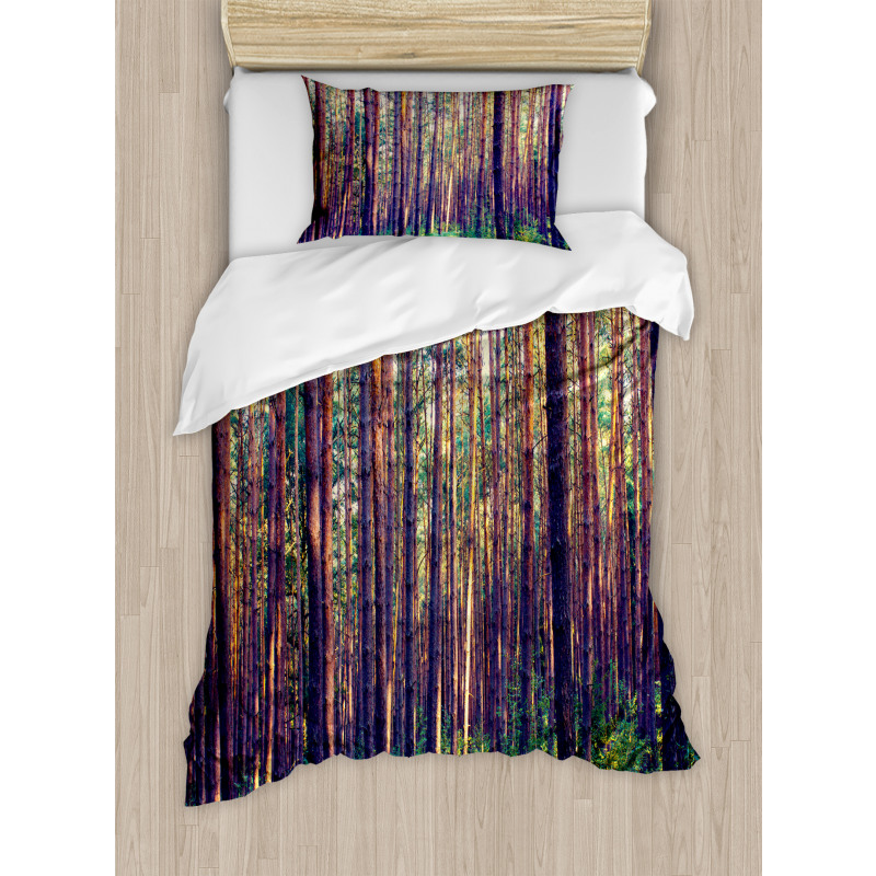 Fall Trees Forest Trunks Duvet Cover Set