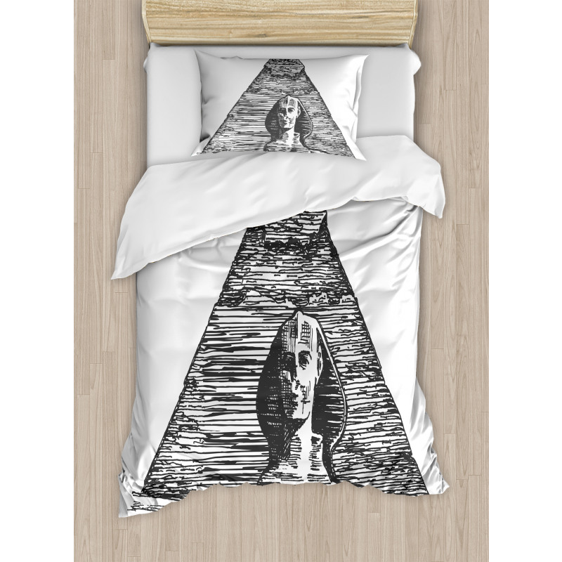 Sphinx Pyramid Sketch Duvet Cover Set