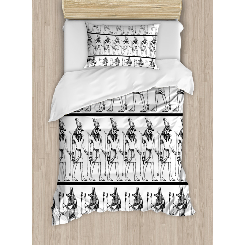 Hieroglyphics Anubis Duvet Cover Set