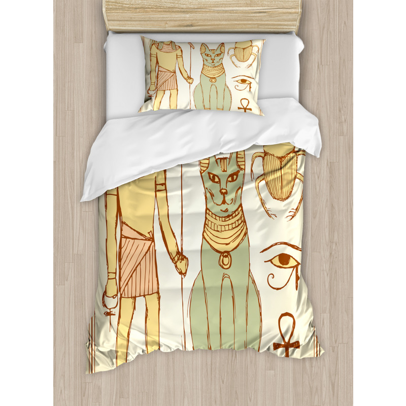 Ancient Cat Figure Duvet Cover Set